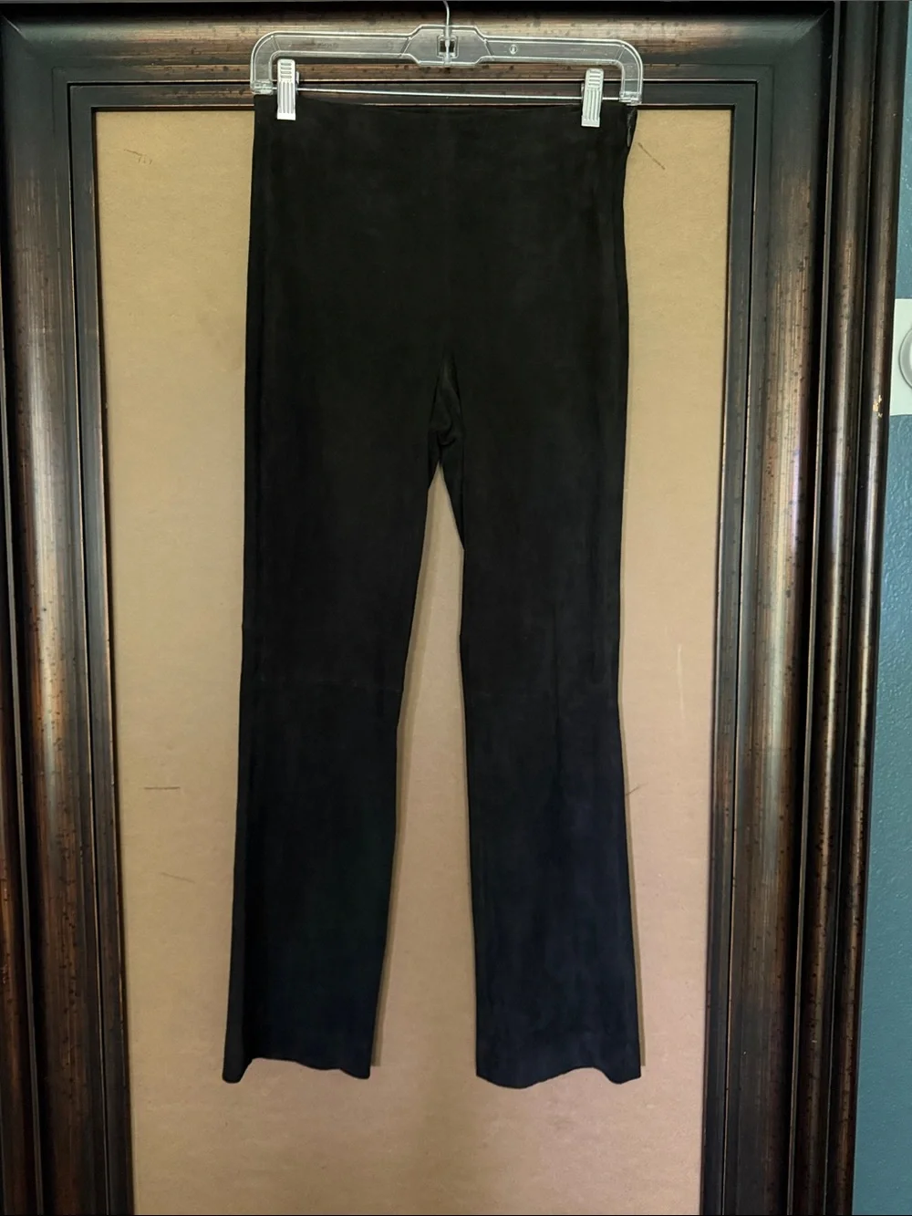 Vince Stretch Suede Cropped Pants in Dark Brown